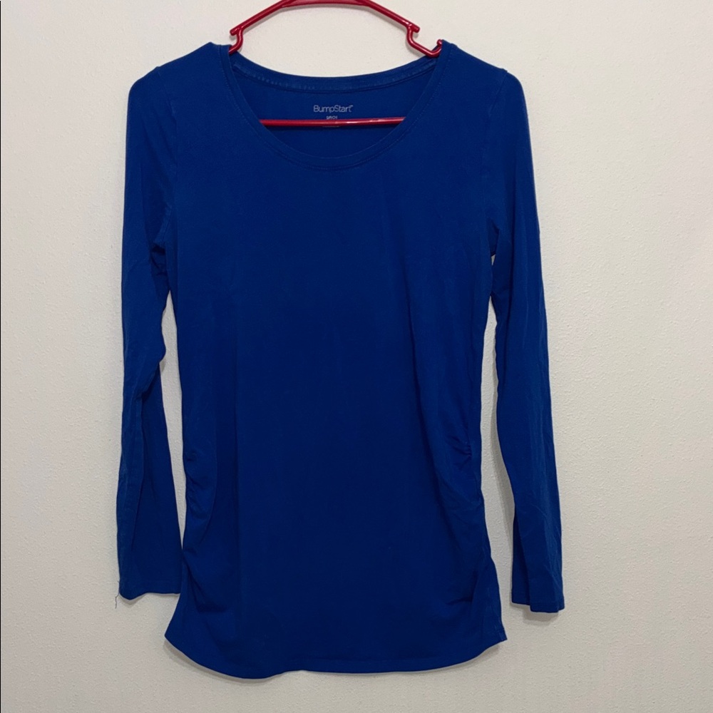 BumpStart Maternity Long‑Sleeve Top – Blue, Size S